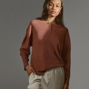 NWT Lunya Restore Thermal Button Front Henley - Medium - Ground Cinnamon Heather